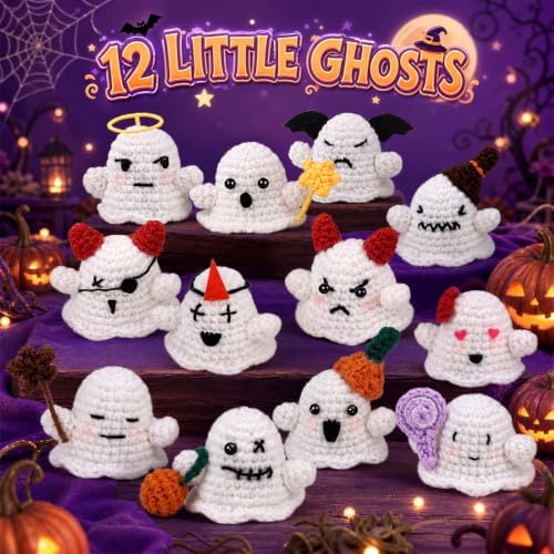 Pnytty 12Pcs Ghost Family Crochet Kit for Beginners, Crochet Starters Kits - Image 5