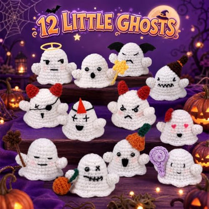 Pnytty 12Pcs Ghost Family Crochet Kit for Beginners, Crochet Starters Kits - Image 5
