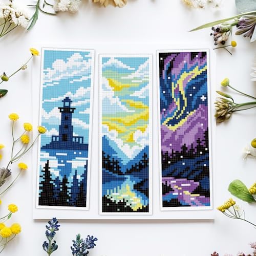 ACRNIGHEET 6PCS Cross Stitch Bookmark Kits for Beginners Stamped Pattern - Image 5