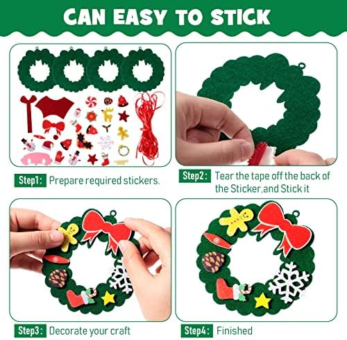 Tatuo 24 Kits Christmas Felt Ornament DIY Crafts, Tree Socks Bells Santa - Image 3