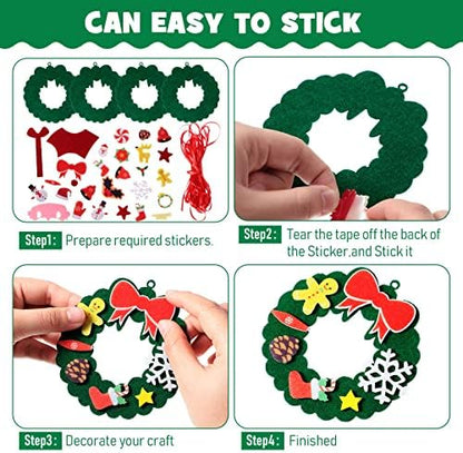 Tatuo 24 Kits Christmas Felt Ornament DIY Crafts, Tree Socks Bells Santa - Image 3