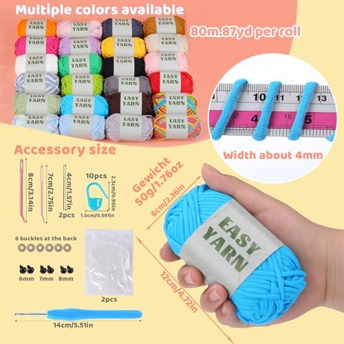 24 * 50g/1.76oz Crochet Yarn, 24 * 87yds Beginner Crochet Yarn - Image 2