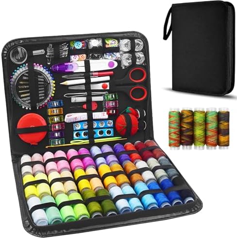 Premium Sewing Kit for Adults, Portable with Complete Sewing Supplies, Sewing Thread, Needle Threaders, Hand Sewing Kit & Needle and Thread Kit for Travel & Home Repair by Pogjiyi