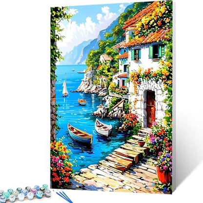Paint by Numbers Kit for Adults Beginner, Flower Paint by Numbers Boat, DIY Easy Acrylic Watercolor Oil Painting Kit with Brushes, Arts and Crafts for Adult for Home Wall Decor, Gifts 40x54 in X-23 - Image 4