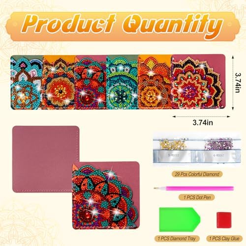 WIVICO 6Pcs Diamond Painting Bookmarks, Diamond Pearl Art Kits for Adults - Image 2