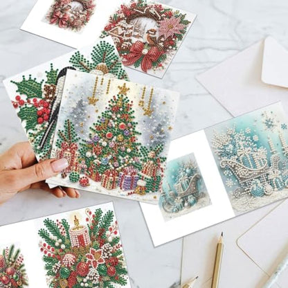 Artiphile DIY Pearl Art Painting Greeting Card Set Crafts Decor 6-Piece Foldable Cards Kit with Envelopes and Tools for Holiday Wishes Adult Crafting Project-Christmas-3 - Image 7