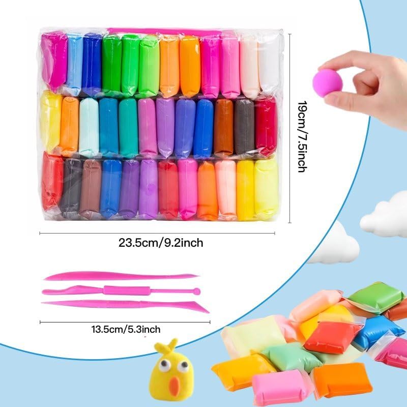 36 Colors Foam Air Dry Clay with Tools, Ultra Light Magic Modeling & Molding Clay Gift Set for Kids Adults, DIY Creative Art Crafts for Home, School - Image 2