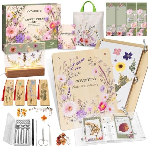Novamira Wooden Flower Press Kit, Complete Pressed Flower Craft Supplies by Unknown