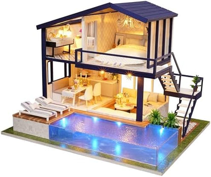 Flever Dollhouse Miniature DIY House Kit Manual Creative with Furniture for Romantic Artwork Gift (Perfect Time Apartment) by Flever