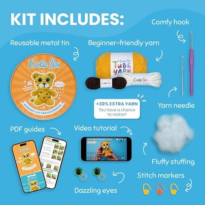 Cookie Box Crochet Kit for Beginners, Leopard Leo - Image 2