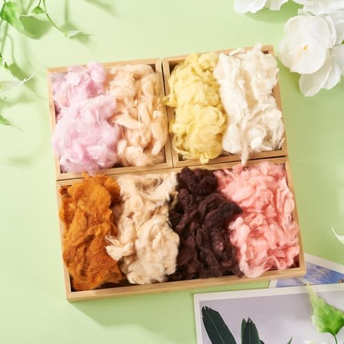 Wool Roving Yarn for Needle Felting Curly Soft Fibre Wool Supplies for DIY Hand Spinning Weaving Beginners Adults Handmade Flowers Felted Animal 40 G - Image 4