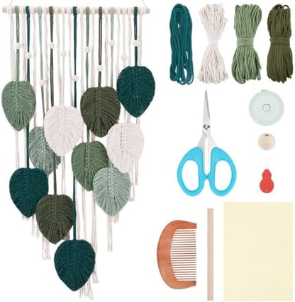 ACRNIGHEET Boho Macrame Leaf Kit for Adults Beginners Large DIY Macrame Kit Leaf Tassels Wall Hanging Elegant Wall Decor Bohemian Macrame Projects Handmade Enthusiast Gift by ACRNIGHEET