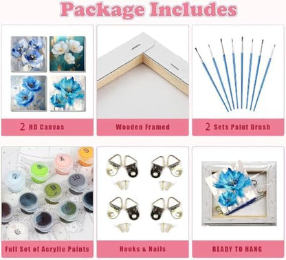 4 Pack Flowers Paint by Number for Adults Kids Framed, Easy Acrylic Adults Paint by Numbers Kits on Canvas with Paints and Brushes, Small Flowers Arts and Crafts Kits for Home Wall Decor (8 x 8 Inch) - Image 7