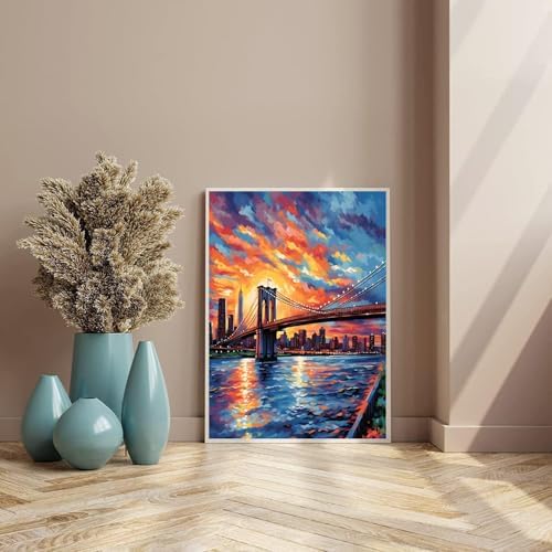 YOLENIX Paint by Numbers for Adults and Kids, Cross-sea Bridge Painting by Number Kits On Canvas, Number Artist Paint by Number Kit Funny DIY, Home Wall Decor, Gifts 12X16inch ﻿ - Image 3