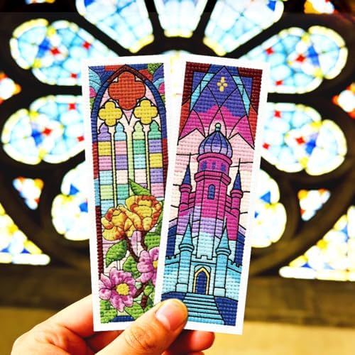 ORIGACH 6 Set Fantasy Stained Glass Cross Stitch Bookmark Kit for Beginner - Image 5