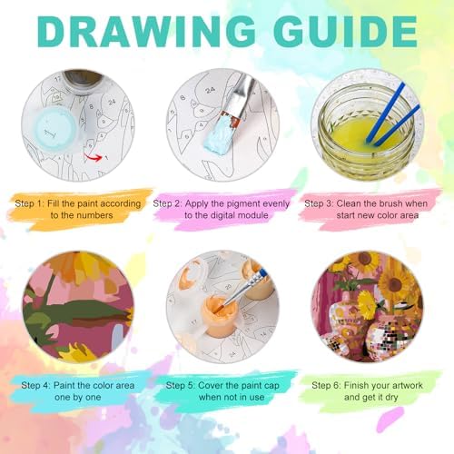 GEEHEIY Paint by Numbers Kit for Adults, Disco Sunflower Vase, 16 x 20 Inch - Image 5