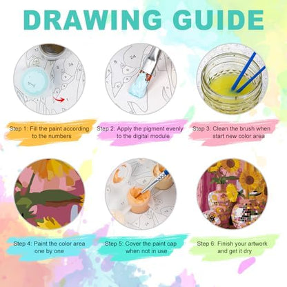 GEEHEIY Paint by Numbers Kit for Adults, Disco Sunflower Vase, 16 x 20 Inch - Image 5