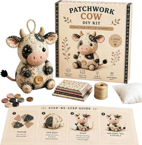 Patchwork Mouse DIY Sewing Kit for Adults & Beginners (Dairy Cow) by Unknown