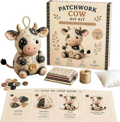 Patchwork Mouse DIY Sewing Kit for Adults & Beginners (Dairy Cow) by Unknown