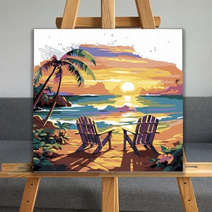 JUJUHOOD Sunset Beach Scene Framed Paint by Numbers Kit for Adults Beginner & Kids Ages 8-12, Seaside Paint by Number Without Easel, Simple Paint by Numbers for Gift Home Wall Decor (10x10Inch) - Image 5