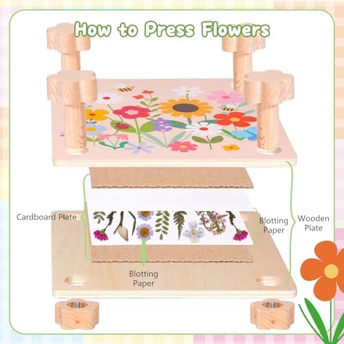 Aboofx Creativity Pressed Flower Art Kit for Kids, Small Flower Press Kit for Craft Pressed Flowers & Plant Pressing, Recycle Botanical Class Project Craft Kit, Nature Gift for Girls & Boys Ages 5+ - Image 4