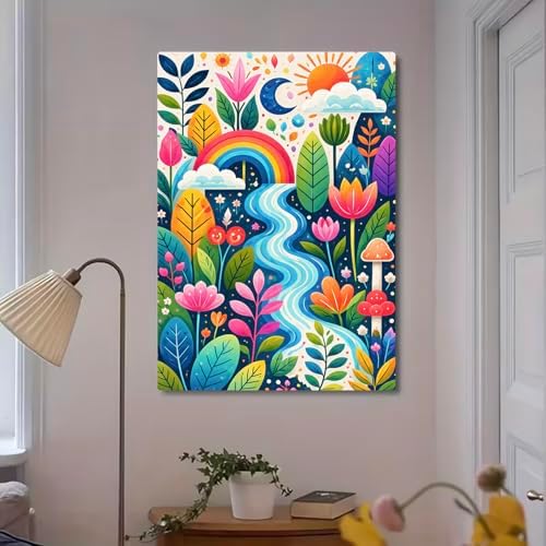 MaiMMaledy Paint by Numbers Kit 8Lx12W inch for Adults Beginners Canvas Pictures with Framed Drawing Painting Acrylic Pigment with Wooden Triangle Easel Flower Bushes - Image 5