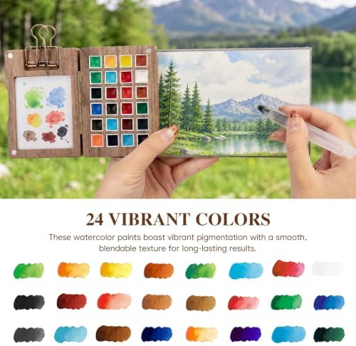 Mini Watercolor Paint Set, 24 Colors Travel Watercolor Set - Image 2