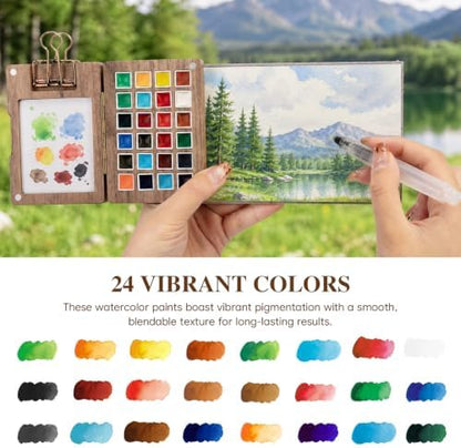 Mini Watercolor Paint Set, 24 Colors Travel Watercolor Set - Image 2