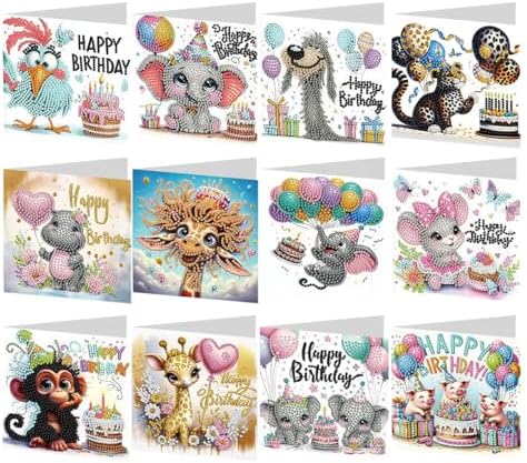 12 Pcs Diamond Painting Birthday Greeting Cards Kits for adults, 5D Handmade Diamond Art Birthday Card with Envelopes, DIY Greeting Cards Making Kits for friends Women Mom Grandma (Animal) by Unknown