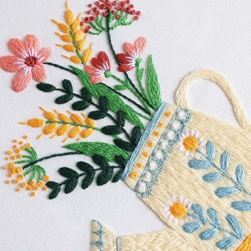 GLTAYLMY 3pcs Embroidery Starter Kit with Vase Pattern, Stamped Cross Stitch Kits for Beginners Adults with Embroidery Hoop and Instructions, Hand Embroidery Kit - Image 6