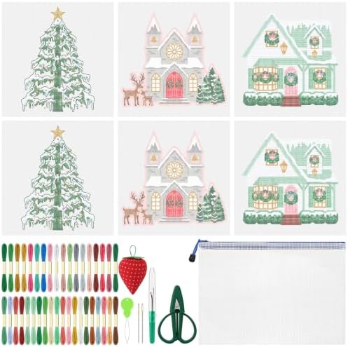 XunYee 68 Pcs Christmas Village Needlepoint Kit for Beginners Adult Starter by XunYee