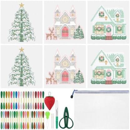 XunYee 68 Pcs Christmas Village Needlepoint Kit for Beginners Adult Starter by XunYee