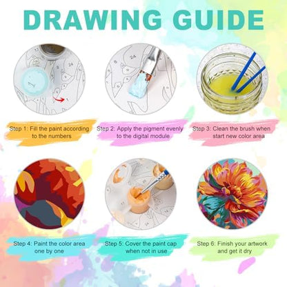 Framed Paint by Numbers Kit for Adults, Colorful Flower, 10 x 10 Inch - Image 6