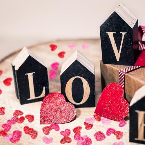 Tatuo 300 Pcs Valentine's Day Felt Hearts Decoration Glitter Felt Hearts Confetti Mini Heart Shapes Decorative Confetti for DIY Crafts Valentines Wedding Party Decor(Red, Rose Red, Pink) - Image 2