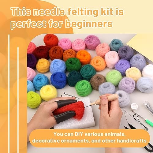SOCNITC 45 Colors Needle Felting Kits Needle Felting Supplies with Tools - Image 6