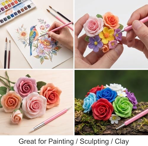 5 PCS Nail Art Sculpture Pen Dual-Ended Nail-Art Sculpture Pen Dotting Tools Nail Art Dotting Tools Pink Dual-Head Resin Nails-Art-Tools Silicone Nails Polish Brushes Modeling Painting Tool DIY Arts - Image 5