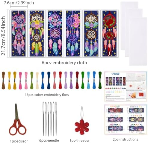 ORIGACH 6 Set Dream Catcher Cross Stitch Bookmark Kit for Beginner - Image 2