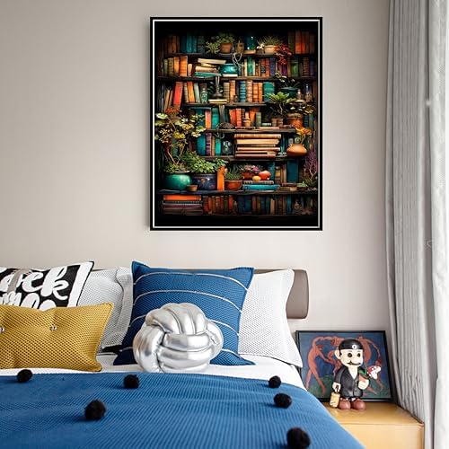 Ycydilirab 2 Pack Bookshelf Paint by Number Adult(with Gifts Box)-Paint by Number Canvas for Adults Bookshelf,Painting by Numbers Kit on Canvas Perfect for Gifts Home Wall Decor(40x50cm) - Image 3