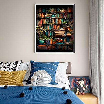 Ycydilirab 2 Pack Bookshelf Paint by Number Adult(with Gifts Box)-Paint by Number Canvas for Adults Bookshelf,Painting by Numbers Kit on Canvas Perfect for Gifts Home Wall Decor(40x50cm) - Image 3