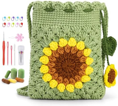 Fedmut Crochet Kit for Beginners, Sunflower Phonebag Crochet Kit for Adults by Fedmut