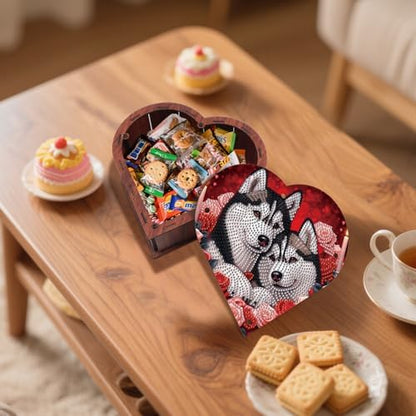 DIY Diamond Painting Kit Storage Box, Loving Dogs Diamond Decorative Craft Heart Shaped Kit, Desktop Item Storage, Multifunctional Creative Craft Gift - Image 7