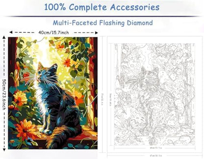 ZTOTZ Cat Paint by Numbers Kit for Adults,Animal Cat Paint by Number Kit Canvas, DIY Window Flower Paint by Numbers Easy for Living Room Decor Gift 16x20 Inch - Image 2
