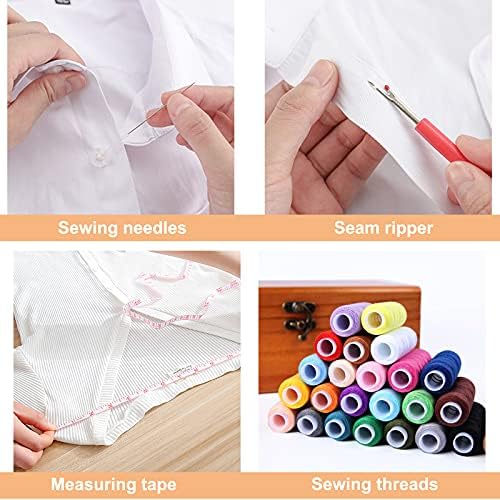 MKNZOME Wooden Sewing Basket - Sewing Box with Supplies for Travel Home - Image 4