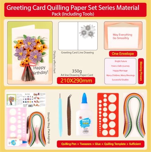 Wizardi Greeting Card Making Kit. Flowers DIY Quilling Kit F07M3-5-FL7 - Image 2