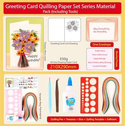 Wizardi Greeting Card Making Kit. Flowers DIY Quilling Kit F07M3-5-FL7 - Image 2