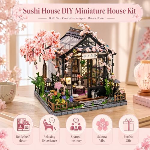 DIY Japanese Miniature House Kit with LED Lights - Sakura Greenhouse - Image 2