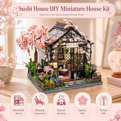 DIY Japanese Miniature House Kit with LED Lights - Sakura Greenhouse - Image 2