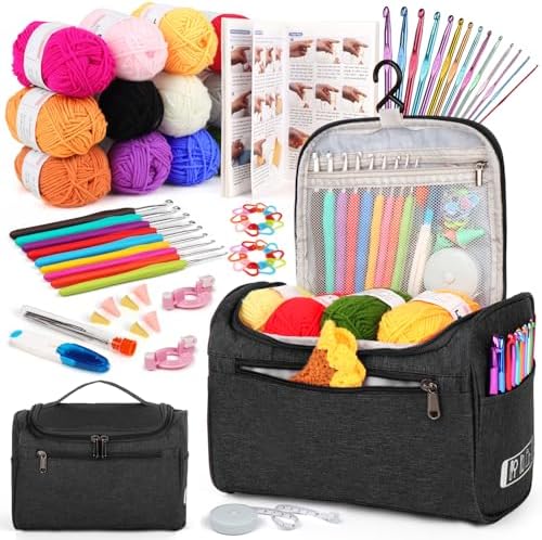 Aeelike Crochet Kits for Beginners Adults Kids, Complete Crochet Set, Black by Aeelikescrochetworld