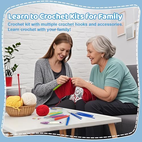 HYHJMISTY Beginner Crochet Kit with Ergonomic Hooks for Adult DIY Gift - Image 5