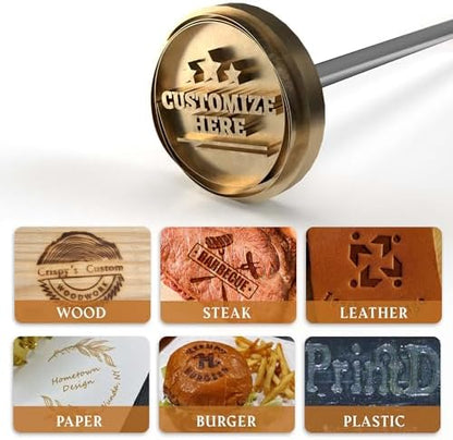 Custom Branding Iron for Wood, Food & Leather | Personalized Wood Branding Iron for Logo, Name, & Patterns | Leather Stamping Kit for Logo Making (2.5" X 2.5" Stamp Head) - Image 2